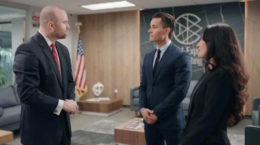 meeting between consultant and clients about e2 visa process in the united states