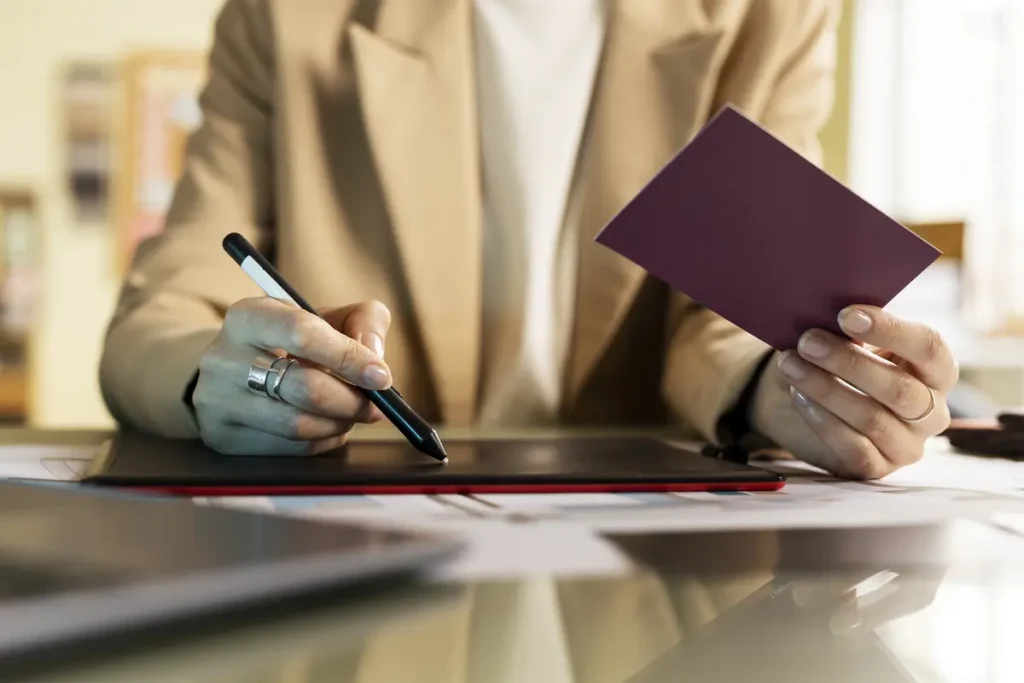 person reviewing documents for US citizenship application